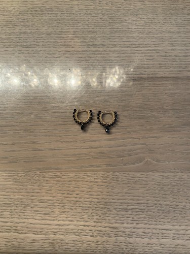 Maria Tash Black Diamonds Coronet with Briolette Yellow Gold hoop Earrings