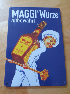 Werbetafel Reklame Metall Schild blau Werbeschild 15 X 21 Maggi