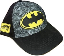 Baseball Cap - Batman - Black/Gray/Yellow 3D Pop Up Logo Adjustable Kids Boys