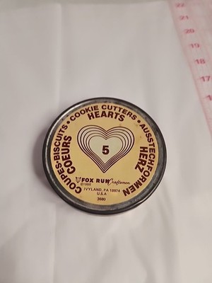 Heart Shaped Cookie Cutters Fox Run Craftsmen Pastry Cutters in Tin Baking Tools