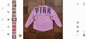 Victoria Secret Pink Long Sleeve Varsity Crew Sweatshirt M Leopard Cheetah Logo