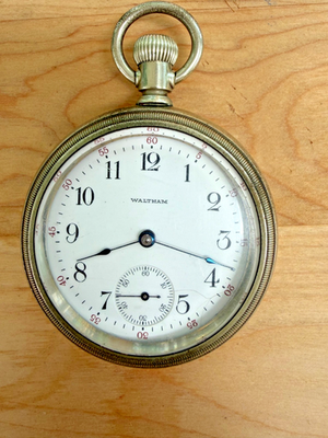 Old 1905 Waltham Pocket Watch 18s 7j Cresent Nickel Alloy Case