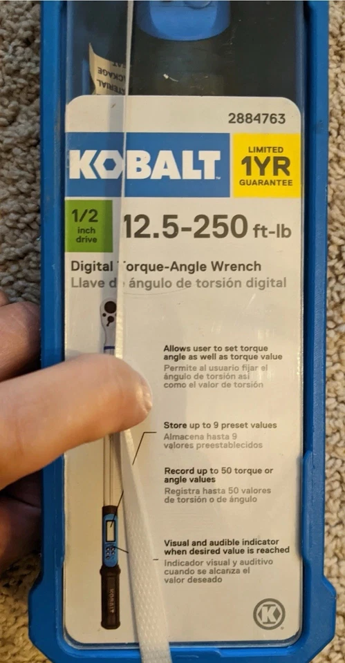 NEW Kobalt 1/2"-drive digital torque wrench 12.5-250 ft-lbs, 2884763 Model 81732 - Image 2 of 4