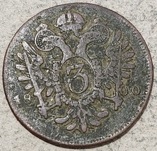 AUSTRIAN EMPIRE / THREE KREUZERS COIN 1800 C (EMPEROR FRANCIS II / PRAGUE MINT)