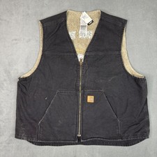 Carhartt V26 BLK Sandstone Sherpa Lined Vest Black Mens 2XL NWT Workwear Trucker
