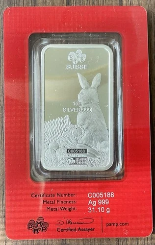 2023 Pamp Suisse Lunar Rabbit 1 oz Silver Coin w/ Mint Error (Missing Butterfly)