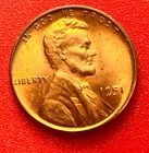 1951-P Lincoln Wheat Cent Penny GEM RD BU From an Original Bank Roll