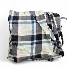 White & Blue Plaid Cotton Pajama Pants — Soft Lounge Sleepwear — Casual Comfort