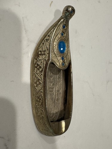 Brass Shoe Slipper Turkish Etched Ashtray Incense Holder - Picture 5 of 8