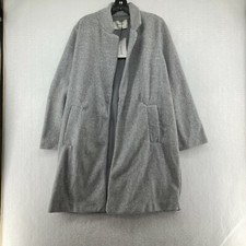 Stradivarius Womens Heather Long Sleeve Open Front Mid Length Gray Overcoat Sz L
