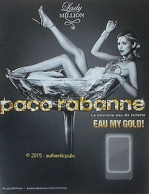 REKLAME PARFUM PACO RABANNE LADY MILLION EAU MY GOLD DE 2014 FRANZÖSISCHE ANZEIGE PUB