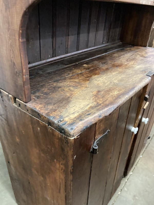 Antique stepback cupboard cabinet wood 1800’s Primitive 2 Pc Early
