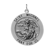 Round 0.925 Sterling Silver St Saint Michael Medal Pendant, 18.5mm