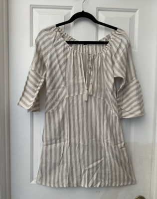 knee length dresses for ladies Akito Bias Linen Stripe Dress main image 1