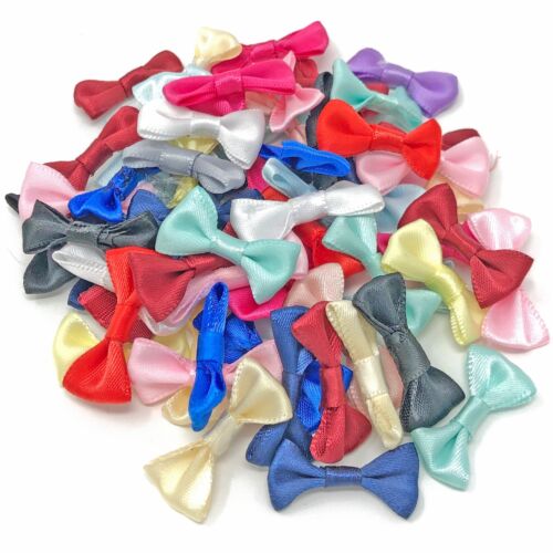 30mm Bows Satin Ribbon Bows Craft Decorative Craft Bow Embellishment -15 Colours - Picture 1 of 28