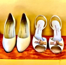 Charles Jourdan Vintage Slingback + Pump Womens 8 Paris & France FLAWS Two Pairs