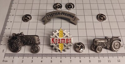 4er SET, PIN/Anstecker KRAMER Traktor: KL 11, KL 300, Trecker-Freunde, Logo