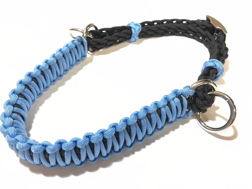 side pull hackamore attachment with a whoa Lt Blue and Black.. mini to draft 