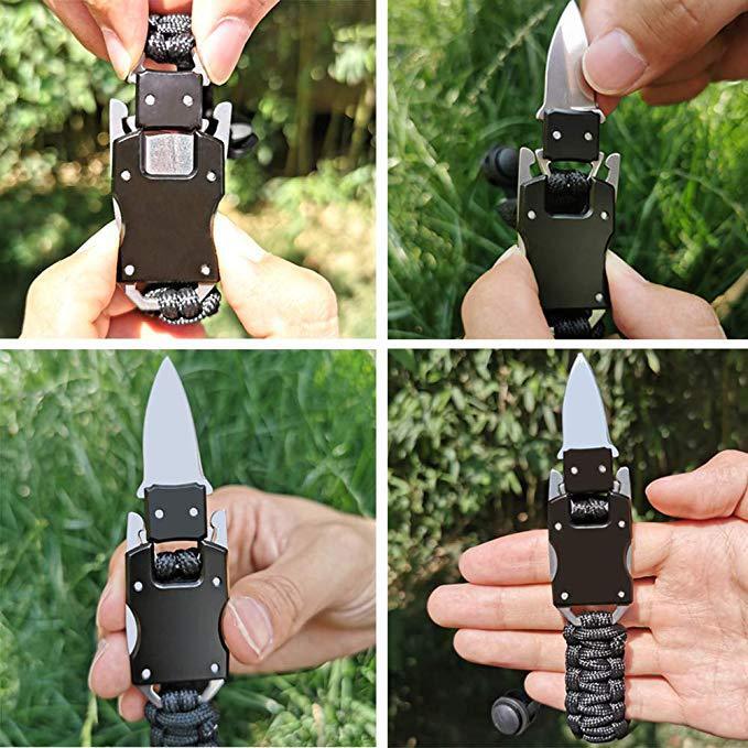 Black Paracord Tactical Knife Bracelet Survival Emergency Gear EDC eBay