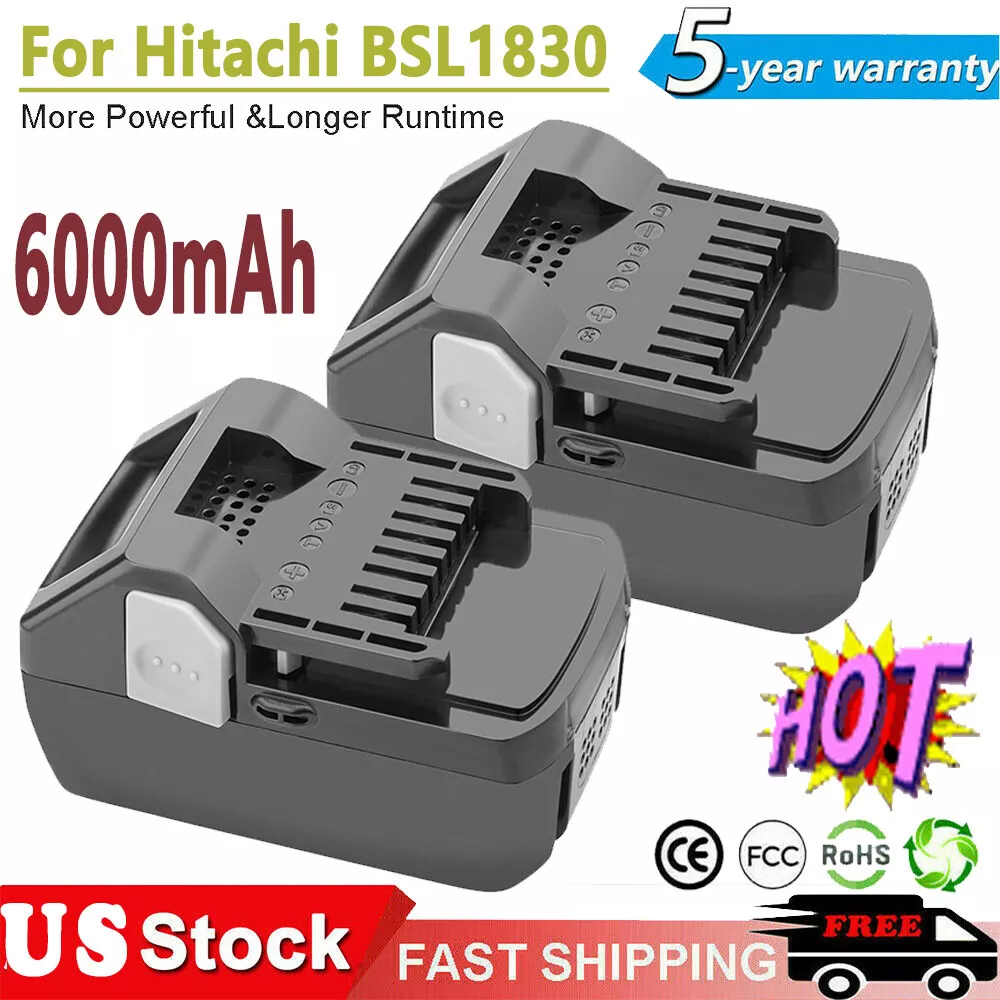 2x 6.0AH 18V Li ion Battery For Hitachi BSL1830 BSL1815 BSL 1815X