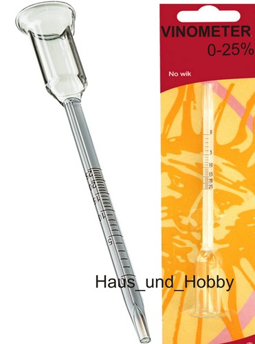 Vinometer Alkoholmeter für Wein 0 bis 25 % Vol. Alkoholomesser Alkohol bestim