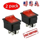 2 Pcs Red Rocker Switch DPST ON/OFF Toggle 16 Amp 250v 20 Amp 125v 4 Pin Ec-2604