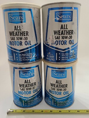 Sears All Weather SAE 10W-30 Motor Oil Can 1 qt. Vintage Quart