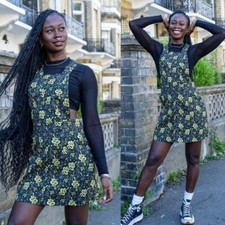 RUN AND FLY Serpent Garden Snake Print Pinafore 8-26 Dungaree Goth Alt Witchy