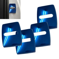 4X Polished Blue Stainless Door Latch Striker Cover Fits 15-20 F36 GC 440i