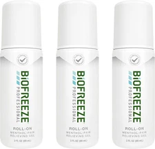 BiOFREEZE PROFESSIONAL ROLL-ON FAST ACTING MENTHOL PAIN RELIEF GEL 3FL OZ 3 PACK