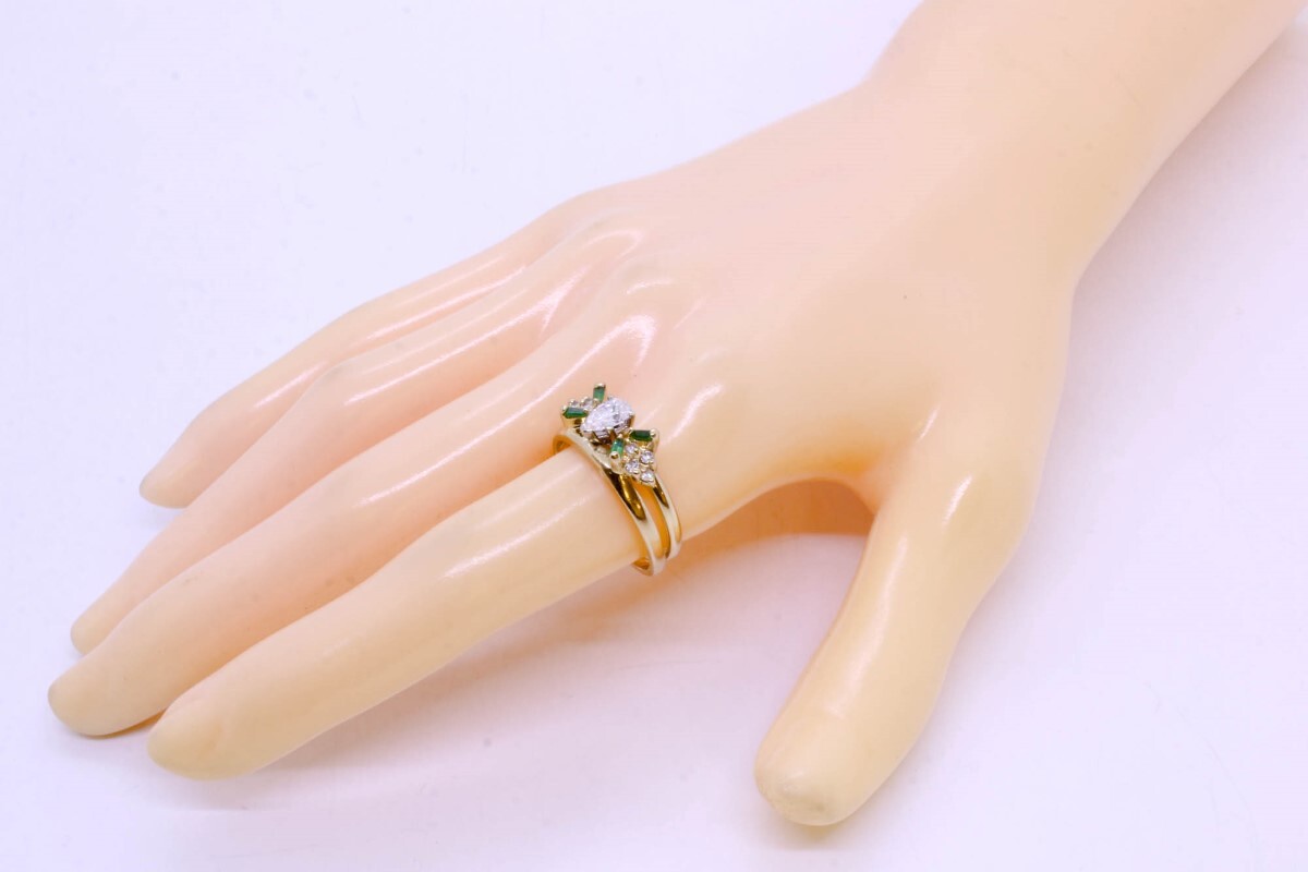 Exquisite 14K Solid Solid Yellow Gold Pear Diamon… - image 12