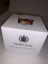 Whiskey Glass Cigar KOLLEA  9oz Square Glass with Cigar holder