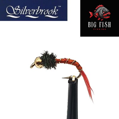 12 x Silverbrook Gold Head Blood Worm Larven Nymphe Forelle Fliege - Fliegenfischen