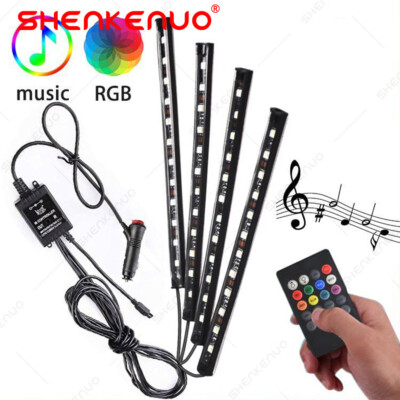 4*Accesorios Autos Luces LED Para Carro Coche Interior De Colores Decorativas US