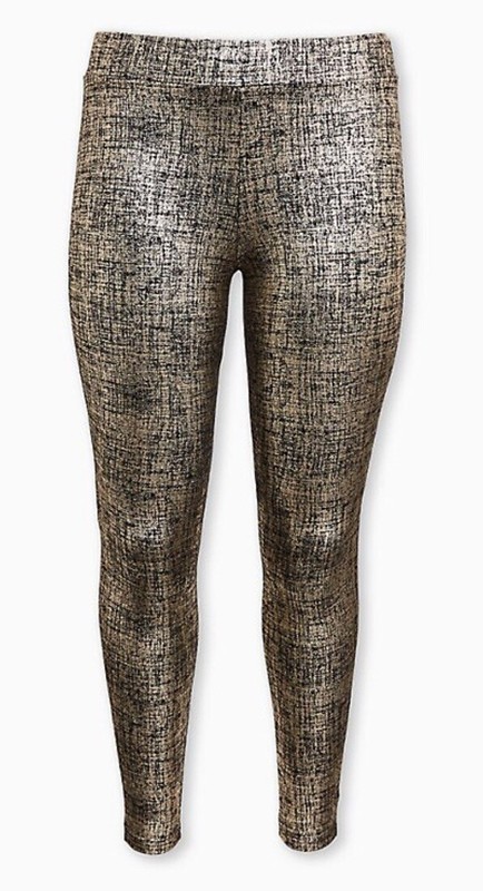 Torrid Women's Plus Size 2 Premium Legging-Metallic Foil Crosshatch Gold NWT