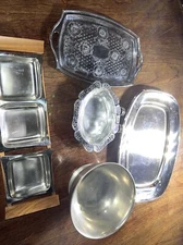 VTG Serving Set Holliday Trays Bowls Dishes Metal Thanksgiving Christmas’s Party