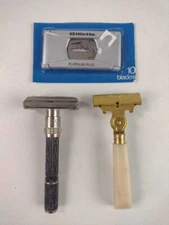 Gillette T1 Safety Razor - 1-9 adjustable + blades + Schick Eversharp bonus