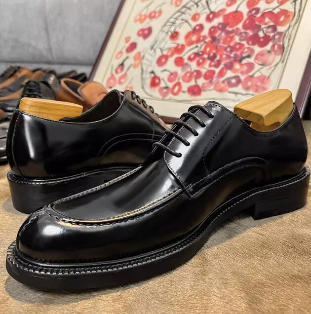 SAOLA Nuove scarpe formali in pelle originali fatte a mano scarpe derby cravatta punta rotonda suola spessa