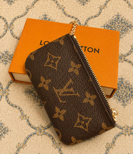 Authentic Louis Vuitton Monogram Key Pouch Pochette Cles Coin Purse W/Box & Bag^