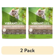 (2 pack) Vibrant Life Natural Paper Pellets Cat Litter, Unscented, 20 lb