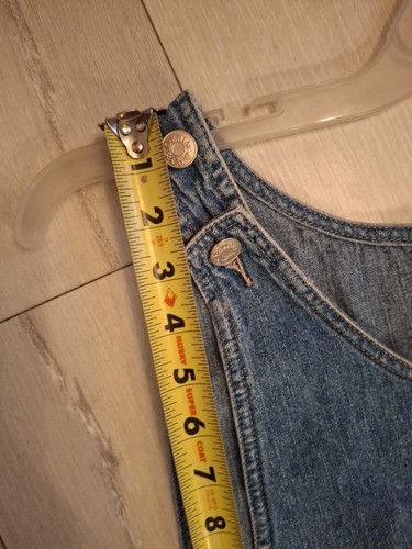 Vtg Denim & Co Overall Jean Jumper 2 Pocket Med Wash 2 Shoulder 3 Side Button L - Picture 11 of 16