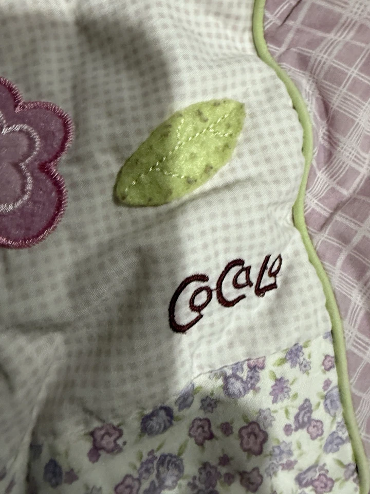 VINTAGE COCALO SUGAR PLUM LAVENDER & PINK BUTTERFLY BABY QUILT Blanket - Image 2 of 3