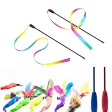 17PCS Interactive Bulk Indoor Wand With Feathers Kitten Cat Toy Set Refills Kit
