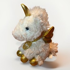GUND Justice Pet Shop Plush Starry the Unicorn White 6 Inch Gold Wings Horn