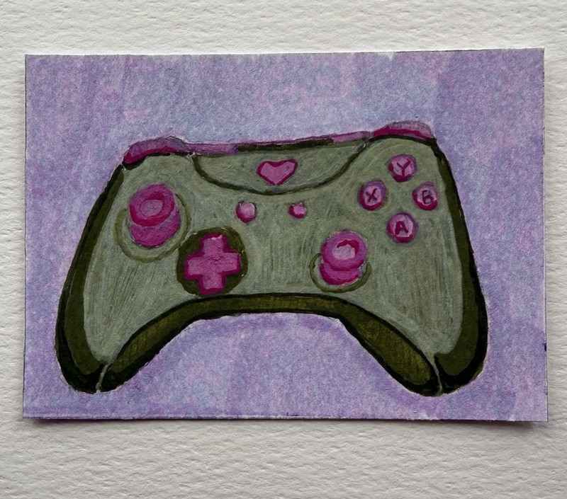 ACEO Original Acrylic Marker Gaming Controller Painting 3.5x2.5 By Kayla GS