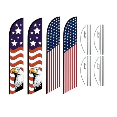 Pack of 4 - Tall Swooper Feather Flags American Glory US Banners 50 Stars on...