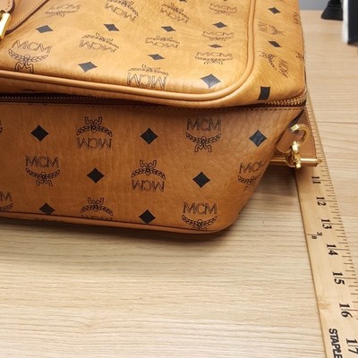 MCM Ottomar Suitcase in Visetos Tan Cognac Leather Weekender Monogram Logo  $1390 | eBay