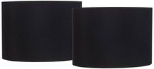 Springcrest Black Fabric Set of 2 Drum Lamp Shades 16x16x11 Spider 