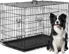 XL Dog Crate Dog Kennel Cage with Double Door,42 Inch Folding Metal Wire Dog Cag