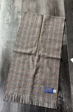 Vtg Pendleton Gray Brown Plaid Scarf 100 Virgin Wool